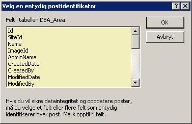Access: Velg en entydig postidentifikator