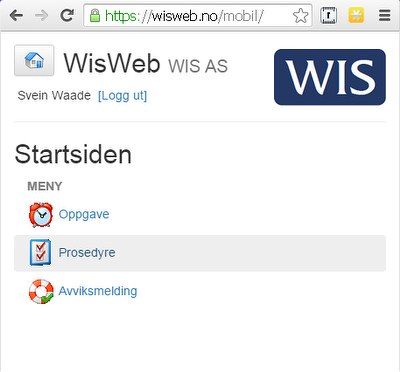 WisWeb Mobil Startside